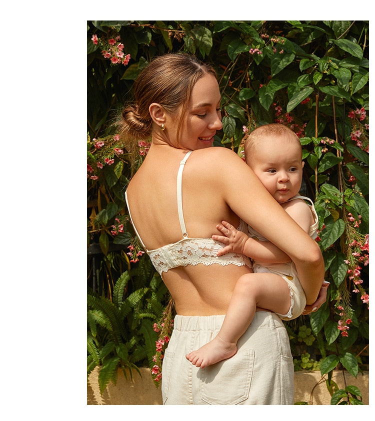 Ava Lace Maternity and Nursing Bralette Ivory