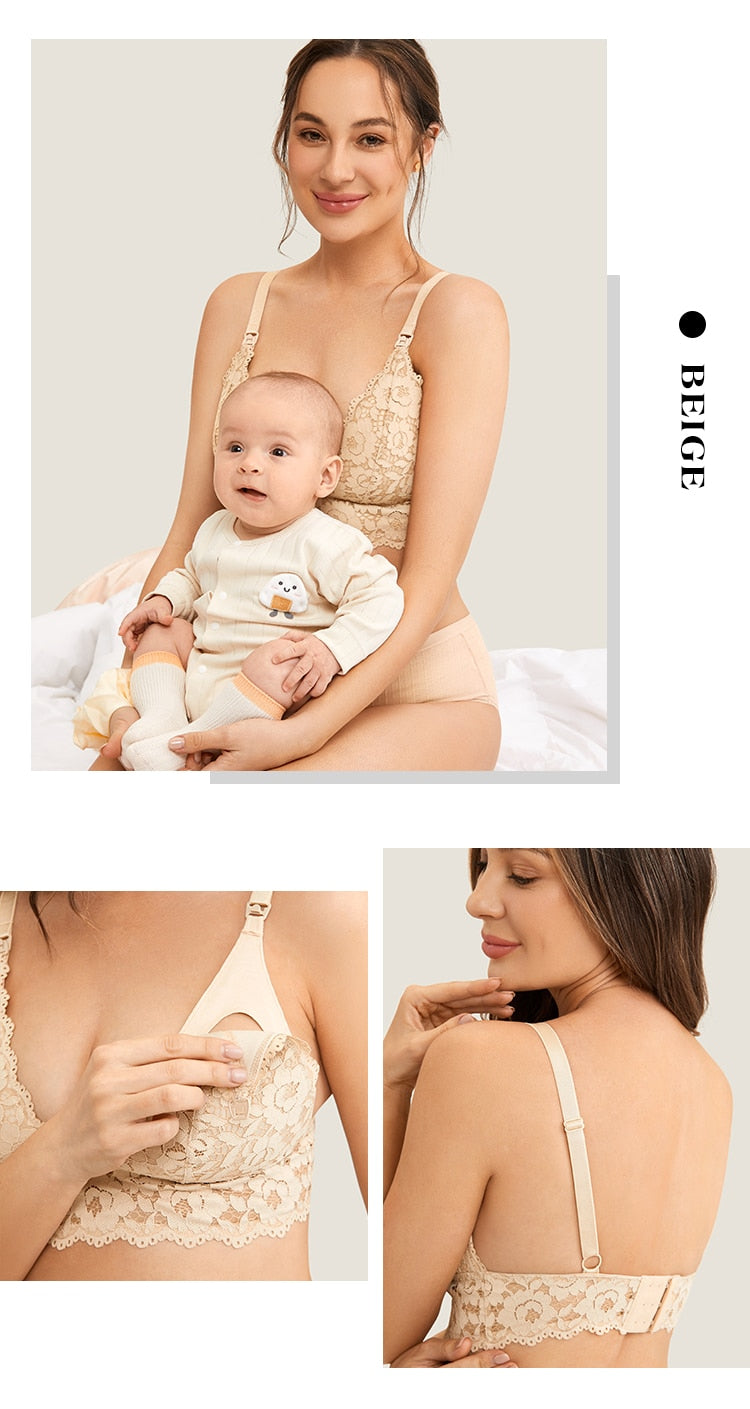 Ava Lace Maternity and Nursing Bralette Beige