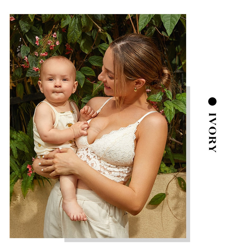 Ava Lace Maternity and Nursing Bralette Ivory